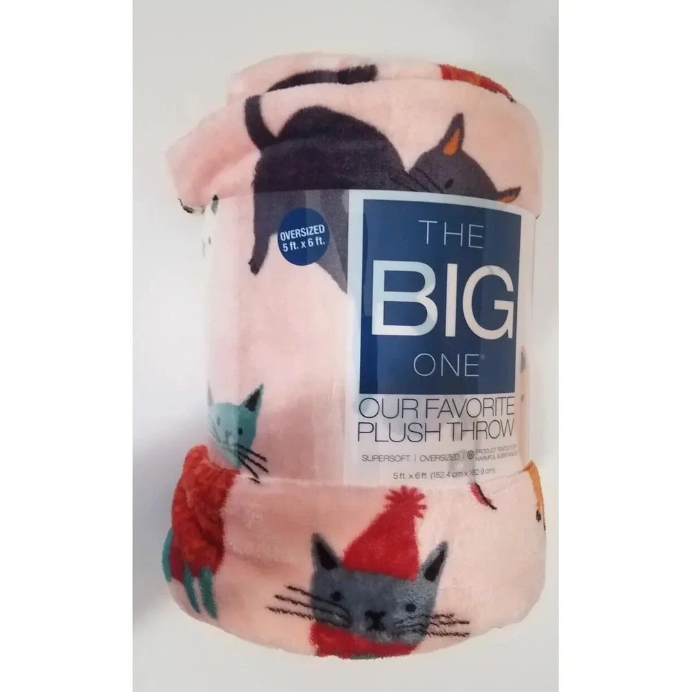 The Big One Cozy Fall‎ Cats Oversized Supersoft Throw Winter Fun 5ft x 6ft NEW